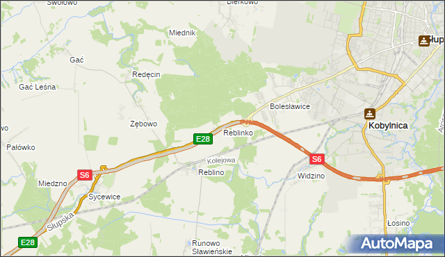 mapa Reblinko, Reblinko na mapie Targeo