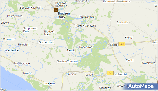 mapa Robertowo, Robertowo na mapie Targeo