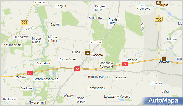 mapa Rogów powiat brzeziński, Rogów powiat brzeziński na mapie Targeo