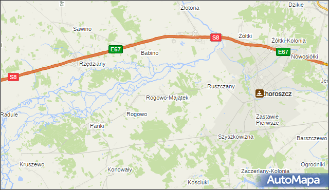 mapa Rogówek gmina Choroszcz, Rogówek gmina Choroszcz na mapie Targeo