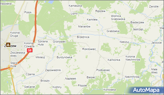 mapa Rokitowiec, Rokitowiec na mapie Targeo