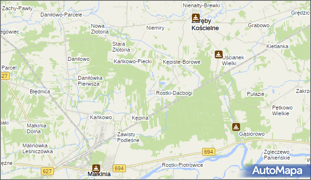 mapa Rostki-Daćbogi, Rostki-Daćbogi na mapie Targeo