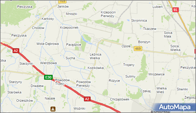 mapa Różyce Żmijowe, Różyce Żmijowe na mapie Targeo