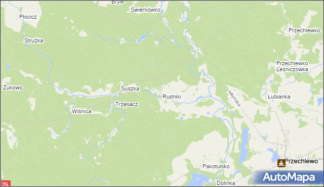 mapa Rudniki gmina Przechlewo, Rudniki gmina Przechlewo na mapie Targeo