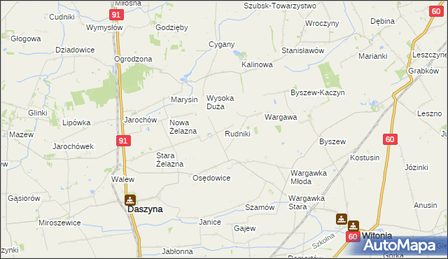 mapa Rudniki gmina Witonia, Rudniki gmina Witonia na mapie Targeo