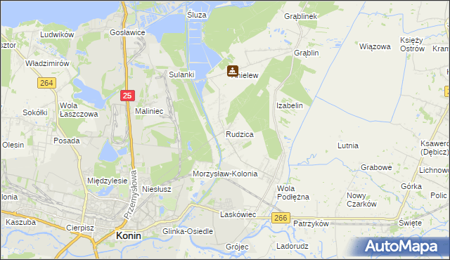 mapa Rudzica gmina Kramsk, Rudzica gmina Kramsk na mapie Targeo