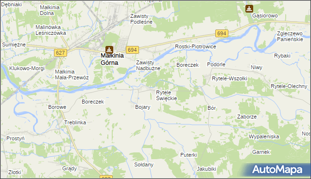 mapa Rytele Święckie, Rytele Święckie na mapie Targeo