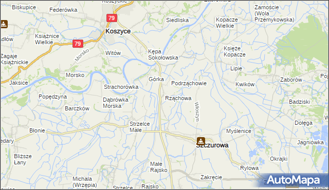 mapa Rząchowa, Rząchowa na mapie Targeo