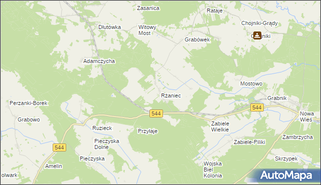 mapa Rżaniec, Rżaniec na mapie Targeo