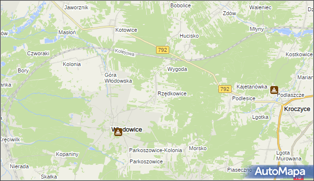 mapa Rzędkowice, Rzędkowice na mapie Targeo