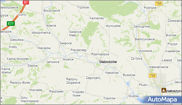 mapa Rzemiędzice, Rzemiędzice na mapie Targeo