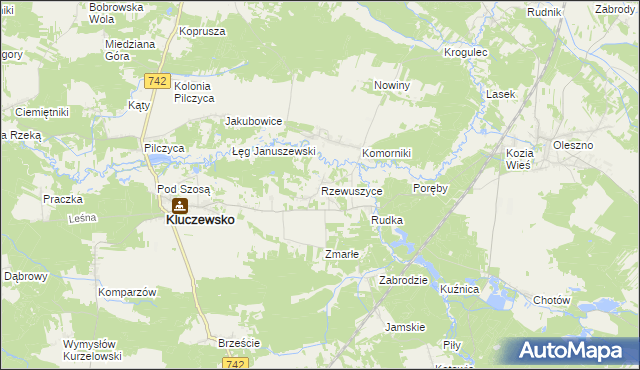 mapa Rzewuszyce, Rzewuszyce na mapie Targeo