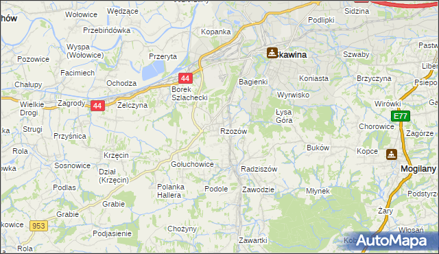 mapa Rzozów, Rzozów na mapie Targeo