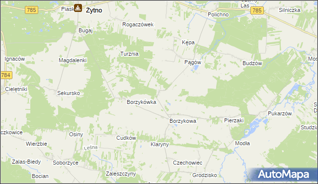 mapa Sady gmina Żytno, Sady gmina Żytno na mapie Targeo