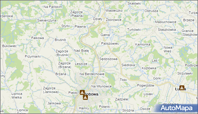 mapa Sędziszowa gmina Bobowa, Sędziszowa gmina Bobowa na mapie Targeo
