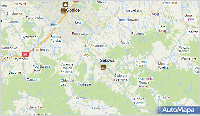 mapa Sękowa, Sękowa na mapie Targeo