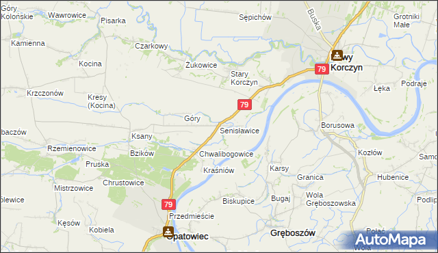 mapa Senisławice, Senisławice na mapie Targeo