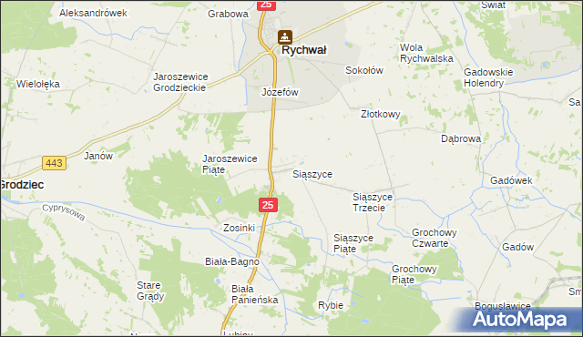 mapa Siąszyce, Siąszyce na mapie Targeo