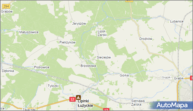 mapa Sieciejów, Sieciejów na mapie Targeo