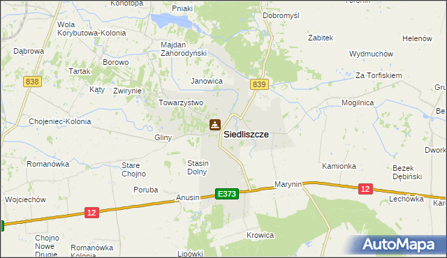 mapa Siedliszcze powiat chełmski, Siedliszcze powiat chełmski na mapie Targeo