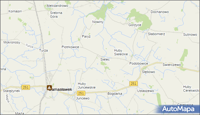 mapa Sielec gmina Żnin, Sielec gmina Żnin na mapie Targeo