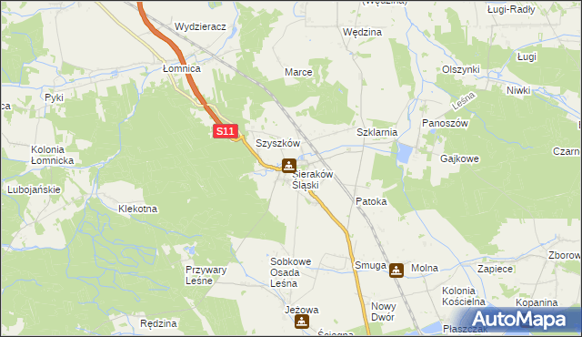 mapa Sieraków Śląski, Sieraków Śląski na mapie Targeo