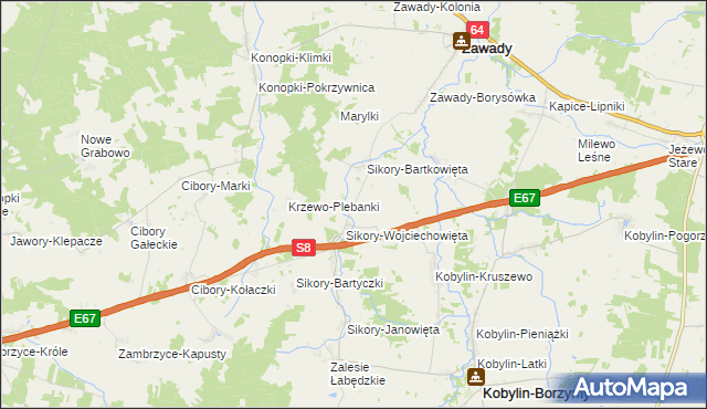 mapa Sikory-Piotrowięta, Sikory-Piotrowięta na mapie Targeo