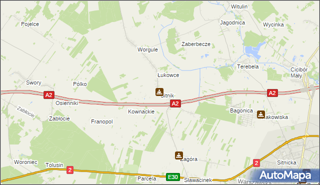 mapa Sitnik gmina Biała Podlaska, Sitnik gmina Biała Podlaska na mapie Targeo