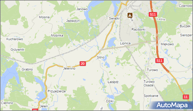 mapa Sitno gmina Szczecinek, Sitno gmina Szczecinek na mapie Targeo