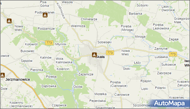 mapa Skała powiat krakowski, Skała powiat krakowski na mapie Targeo