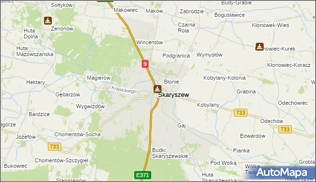 mapa Skaryszew, Skaryszew na mapie Targeo
