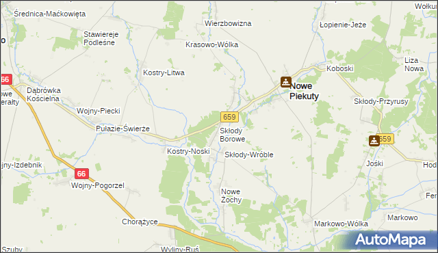 mapa Skłody Borowe, Skłody Borowe na mapie Targeo