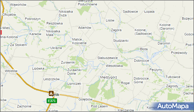 mapa Słabuszewice, Słabuszewice na mapie Targeo