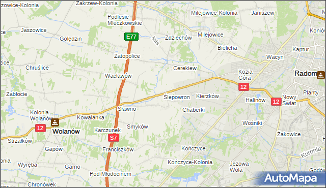 mapa Ślepowron, Ślepowron na mapie Targeo