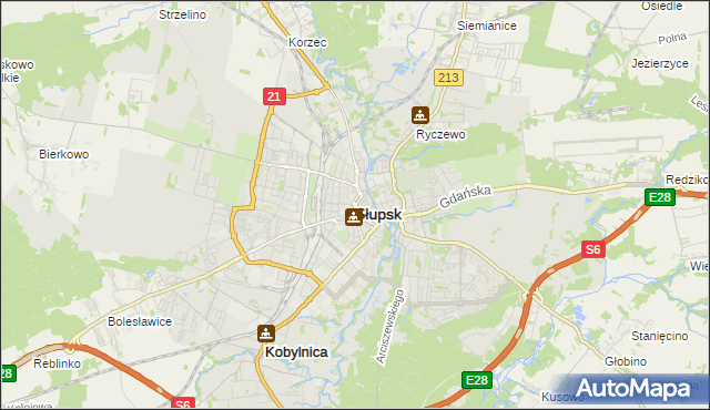 mapa Słupska, Słupsk na mapie Targeo