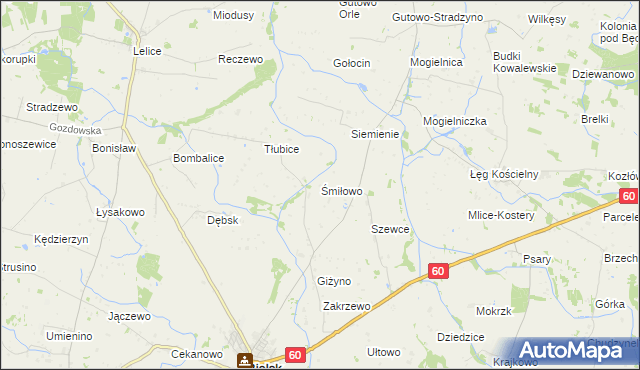 mapa Śmiłowo gmina Bielsk, Śmiłowo gmina Bielsk na mapie Targeo