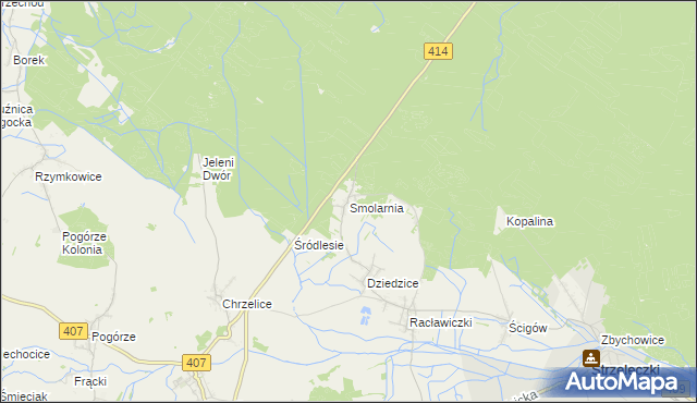 mapa Smolarnia gmina Strzeleczki, Smolarnia gmina Strzeleczki na mapie Targeo