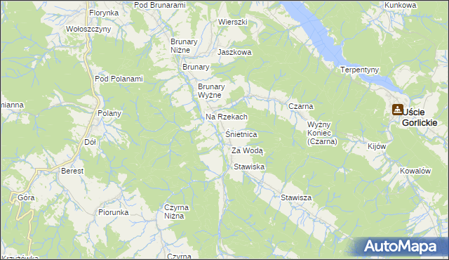 mapa Śnietnica, Śnietnica na mapie Targeo