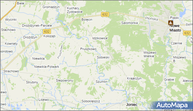 mapa Sobieski gmina Joniec, Sobieski gmina Joniec na mapie Targeo