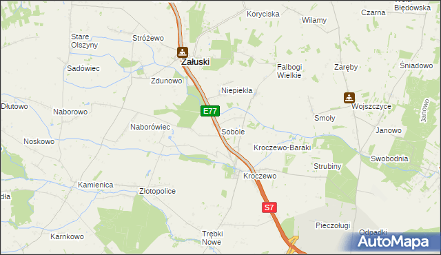 mapa Sobole gmina Załuski, Sobole gmina Załuski na mapie Targeo
