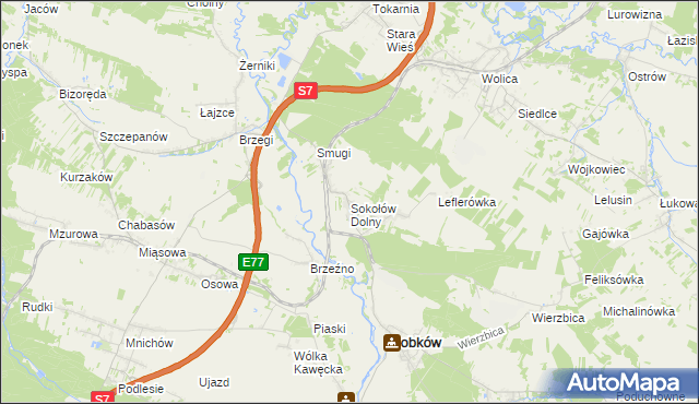 mapa Sokołów Dolny, Sokołów Dolny na mapie Targeo