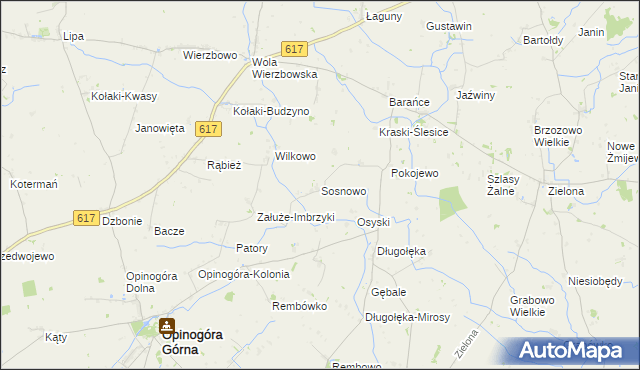 mapa Sosnowo gmina Opinogóra Górna, Sosnowo gmina Opinogóra Górna na mapie Targeo