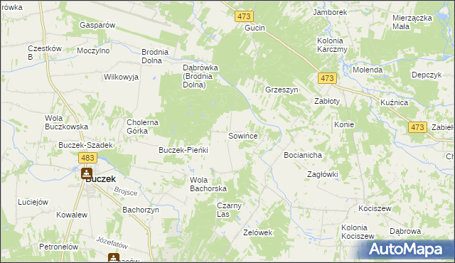 mapa Sowińce, Sowińce na mapie Targeo