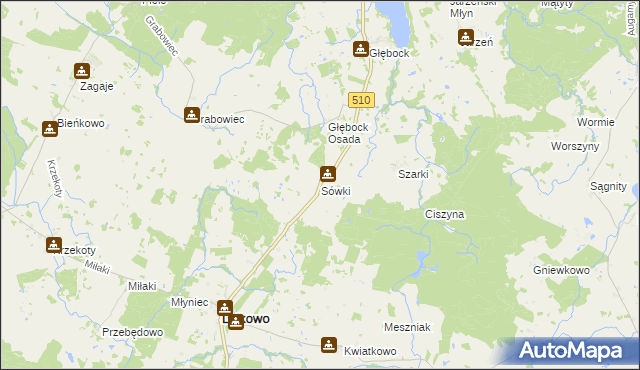 mapa Sówki, Sówki na mapie Targeo