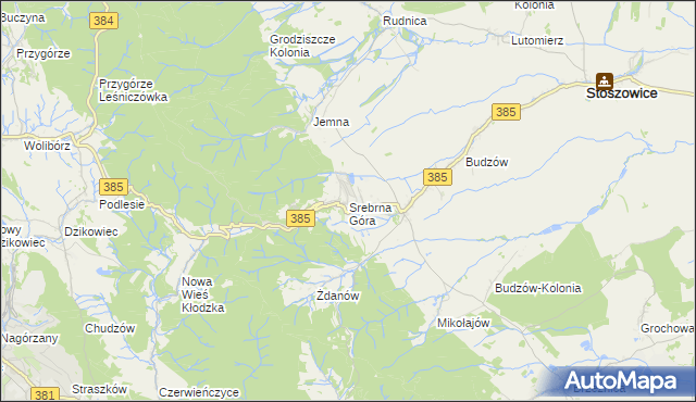 mapa Srebrna Góra gmina Stoszowice, Srebrna Góra gmina Stoszowice na mapie Targeo