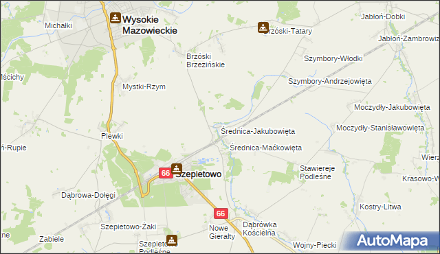 mapa Średnica-Jakubowięta, Średnica-Jakubowięta na mapie Targeo