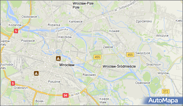 mapa Śródmieście gmina Wrocław, Śródmieście gmina Wrocław na mapie Targeo