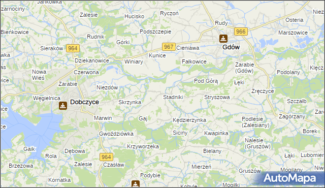 mapa Stadniki gmina Dobczyce, Stadniki gmina Dobczyce na mapie Targeo