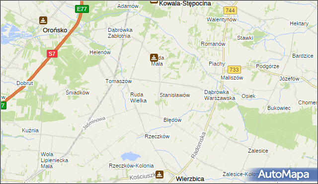 mapa Stanisławów gmina Wierzbica, Stanisławów gmina Wierzbica na mapie Targeo