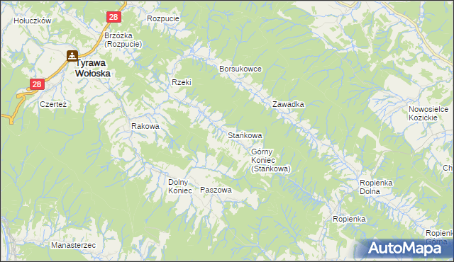 mapa Stańkowa gmina Ustrzyki Dolne, Stańkowa gmina Ustrzyki Dolne na mapie Targeo